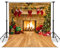 LYWYGG 10x10FT Weihnachten Kamin Hintergrund Mit Weihnachtsbäumen Für Abendessen, Familie, Party Dekorationen, Eve Kamin Fotografie CP-282-1010