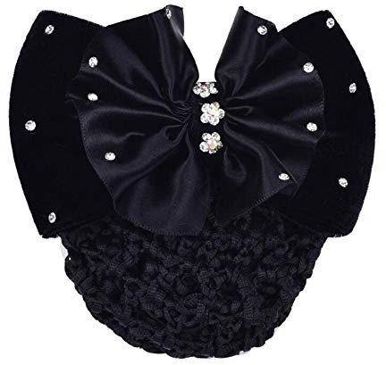 VASANA Haarspange für Damen, Mädchen, professionelle Schleife, Dekor, Haarnetz, Strass, Haarspange, elastische Haarabdeckung, Dutt, Haarnetz, Haar-Zubehör für Krankenschwestern, Bank, Arbeiter, Luft,