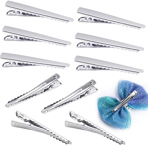 100Pcs Pinces Crocodiles Cheveux, Clips de Cheveux en Alligator Métal Barette Pince à Cheveux pour Femmes Filles Enfant Bricolage épingles à Cheveux Nœuds, 45mm