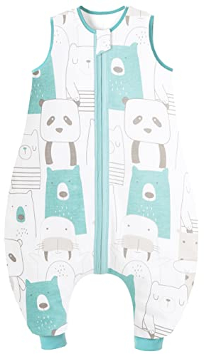 Chilsuessy Baby Schlafsack Sommer mit Füßen 0.5 Tog 100% Baumwolle Kinder Sommerschlafsack für Jungen und Mädchen, Panda, 100 cm (1er Pack)