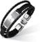 Hanessa Personalisiertes Armband mit Gravur für Männer und Frauen Edelstahl Kunstleder schwarz silber Länge 21 cm | Personalisierte Armbänder mit Namen Herren Damen