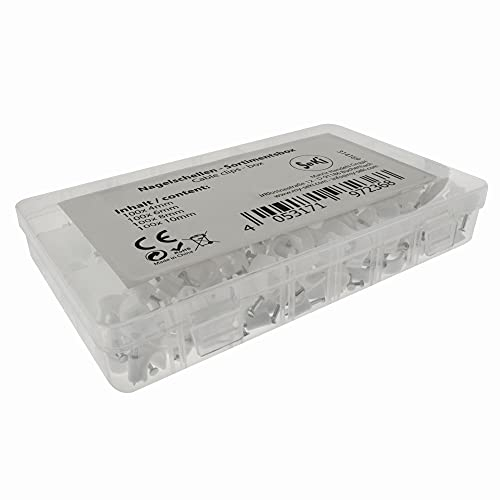 SeKi Nagelschellen Sortiment 400 Stück (100x4mm, 100x6mm, 100x8mm, 100x10mm) Weiß Kabelschelle Kabelbefestigung universal Schelle inkl. Nagel