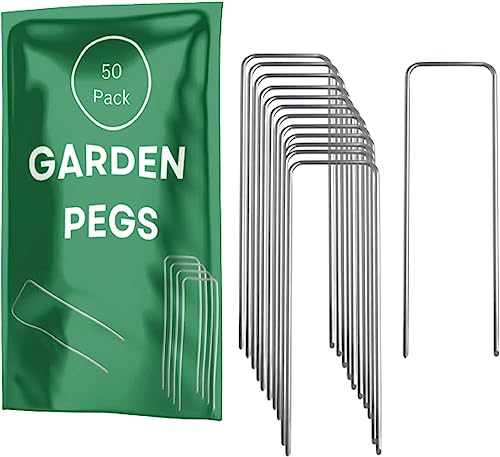 Green Thumbz Erdanker Heringe - Packung mit 50 Stück verzinkte Heringe Erdnägel Stabil - 100 mm Lang, 30 mm Breit, Ø 3 mm rostfreie Metall-Heringe Boden für sichere Gartenmembran, Netz und Zelt