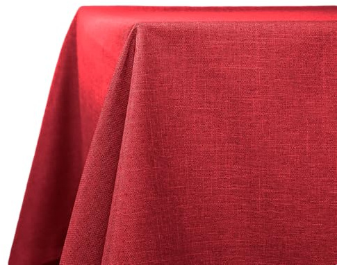 Decomira Tischdecke wasserabweisend Leinen-Optik - Fleckschutz, abwaschbar - Garten-Tischdecke Outdoor, Tischtuch Esstisch - Rot - 130x160 cm