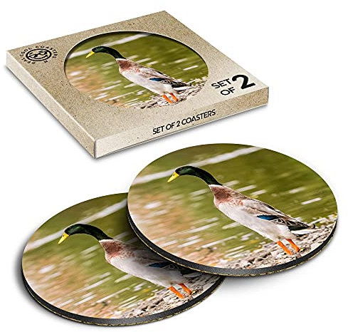 2 x Eco Boxed Cork Coasters - Pretty Indian Runner Duck Drink Cup Mug Glass Table Mat #3384