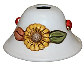 Mondocreazioni Piatto per lampadario in ceramica girasole realizzata artigianalmente e decorata a mano ricambio lampadario d.18cm coll. Terry