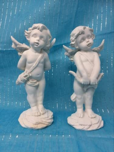 Schutzengel Figur Paar Amor Cherubs Statue Ornament Skulptur
