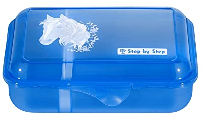 Step by Step Lunchbox „Horse Lima“, mit Trennwand und Klickverschluss, spülmaschinenfest, BPA-frei, für Schule und Kindergarten, 0,9L, blau