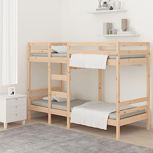 vidaXL Etagenbett Hochbett Schlafzimmerbett Stockbett Holzbett Bettgestell Bettrahmen Massivholzbett Bett 75x190cm Massivholz Kiefer