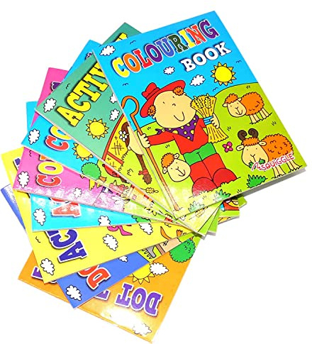 Sixstore 8 x A6 Mini-Malbücher für Kinder, Partytüten, Füllspielzeug, unterhaltsame Reiseaktivitäten und Partygeschenke (Bauernhof)