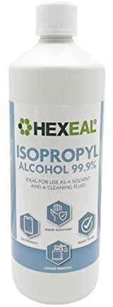 Hexeal 99.9% Isopropyl Alcohol 1L - 1L IPA for Sanitising & Cleaning | Removes Grime from Phones and Electronics, Powerful Degreaser and Cleaning Fluid