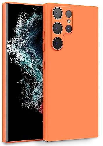 MyGadget Cover per Samsung Galaxy S22 Ultra - Custodia in Silicone Morbido a Doppio Strato – Case con Protezione Fotocamera & Fodera Interna Antigraffio - Arancione