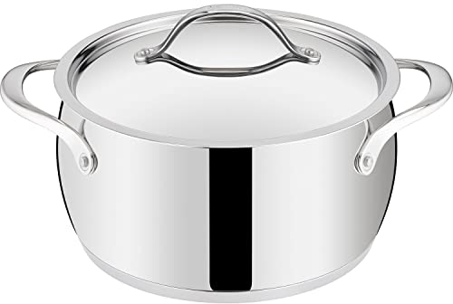 Lagostina Orchestra Casseruola Fonda Con Coperchio e Due Manici In Acciaio Inox 18/10 Ø 24cm, Fondo Lagotherm 3 Strati, Effetto Specchio Esterno e Interno Satinato, per Tutte le Fonti di Calore