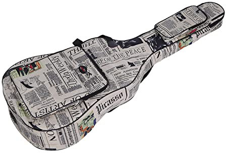 YIWENG 600D Impermeabile Oxford Cloth Giornale Art-Doppia Cucita, Tracolla imbottita Gig Bag per chitarra classica folk da 40 pollici, argento, 41 in