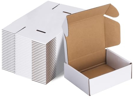 RLAVBL 25 Stück weiße Versandkartons mit den Maßen 15,3 x 10,2 x 5,1 cm für den Versand von kleinen Gegenständen, Spielzeug und kleinen Geschenken