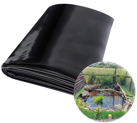 Bcojnlue Teichfolie - 4.5x5m 5.5x7m 6.5x9m Schwarz Heavy Duty Teichplane Flexibel UV-beständiges Teichmembran Dichtungsfolie Für Garten Brunnen Teichbau(Größe:3.5x5m/11x16ft)