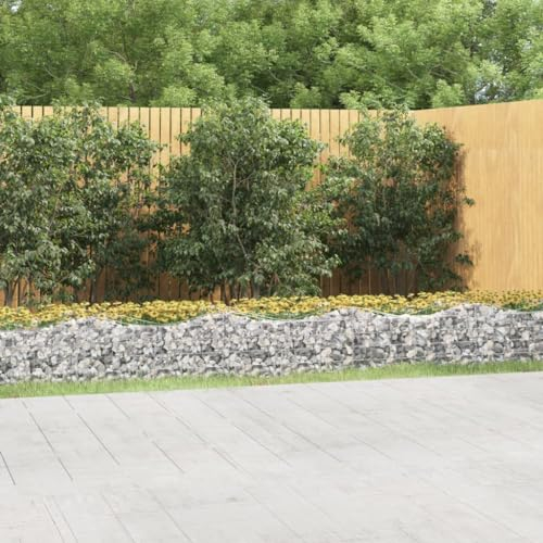 LAPOOH Jardinière surélevée en gabion arqué 600 x 50 x 50 cm en fer galvanisé, panier en gabion arqué, cage en maille métallique, panier d'extérieur en gabion (SPU : 153544)