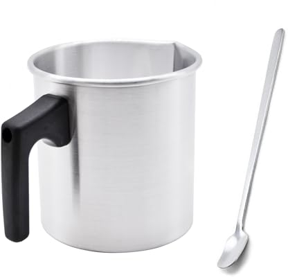 Vueinrg Pot de Fusion Cire Bougie 1.2L Fondeur de Cire Bougie Aluminium kit pour Faire Des Bougies avec Poignée Résistante et Cuillère pour l'Artisanat de Bricolage de Bougie et de Savon