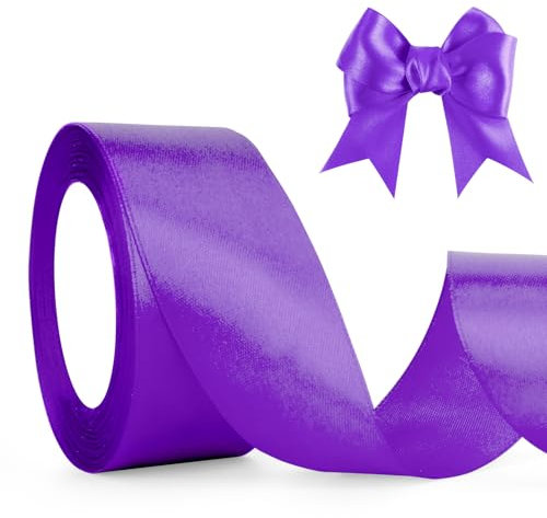 Satinband Lila Geschenkband, 4cm 23M, Helllila Dekoband Schleifenband, Violett Stoffband für Hochzeit Halloween Weihnachten Taufe Geburtstag DIY-Handwerk Geschenkverpackung Deko Seidenband
