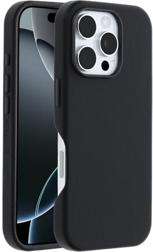 OtterBox Symmetry Series Cactus Leather MagSafe Case for iPhone 16 Pro, Shockproof, Drop proof, Protective Thin Case, 3x Tested to Military Standard, Black