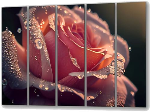 UVTECHPRINT Glasbild Wandbild Heimdekoration rosa Rosenblüte 200x110 cm Wohnzimmer Kunstdruck Bilder auf Glas