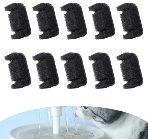 GVSS 10 Pièces Filtre en Mousse Éponge pour Fontaine à Eau Chat, Filtre Mousse Fontaine Eau Chat pour Chien,Éponge Filtrante pour Distributeur d'eau pour Animaux de Compagnie,Forme de U,Noir