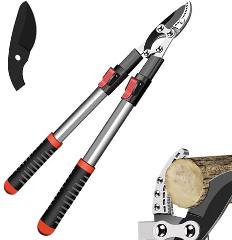 Astschere Teleskop, 50-70cm Astschere rostb-/ korrobeständig, SK-5 Stahl Baumschere mit verdickt Alu-Teleskoparm, Baumschere Teleskop in 3,5-7 cm Trimmbereich, für Baumscheren & Gartenscheren (*1)