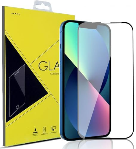 Screen Protector For iPhone 13, Tempered Glass Film [Full Coverage][Impact-Resistant][Anti-Shatter] For iPhone 13 (Black)