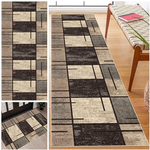 Laegnfho 50 x 150 cm Teppich Läufer Flur Küchenteppich Waschbar rutschfest Küchenläufer Modern Carpet Fussmatte Innen Teppichläufer Teppichläufer auf Maß Meterware Flurteppich für Küche FlurWohnraum