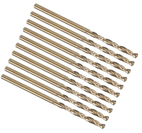 PATIKIL 1.5mm Drill Bit M35 Cobalt 5% High-Speed Steel 10 Pack | Jobber Straight Shank 135° Gold Finish for Stainless Steel Hard Metal
