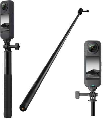 TELESIN° 120cm/ 47.83 Selfie Stick Pole für GoPro Hero 13 12 11 10 9, DJI Osmo Action 5 Pro 4 3, Insta360 X5 X4 X3 Ace Pro Aluminum Alloy Unsichtbarer Selfie-Stange Stab für Vlog, Reisen, Outdoor