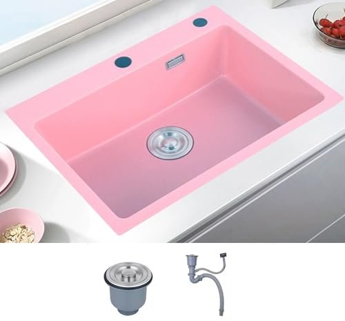 Fregadero Cocina Fregadero Bajo Encimera Fregadero Cocina Fregadero Granito Al Mueble con Grifo De Extracción(A,65x45cm/25.5x17.7in)