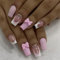 24pcs Square False Nails - Pink Press On Nails With 3D Bow - Pink White French Tip False Nails With Rhinestone - Glossy Full Cover Glitter Bow Stick On Nails For Women Nail Decoration