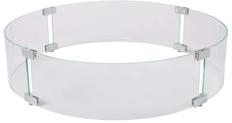 Feuerstelle Windschutz Klarglas Gehärtetes Glas für Propan, Gas, Feuerstellen und Terrassenheizungen - Rund - 66 cm