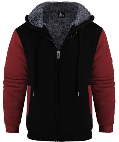 SwissWell Giacca con Cappuccio da Uomo Invernale Felpa in Pile con Cappuccio con Cerniera Fodera Calda Giacca con Tasche per Escursionismo Campeggio
