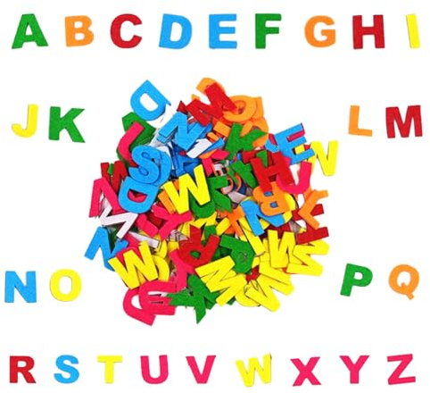 XDGBGFN 300 lettere autoadesive in feltro, adesivi colorati a Z, alfabeto, lettere in feltro, da incollare per scritte e come decorazione per scrapbooking (300, alfabeto)