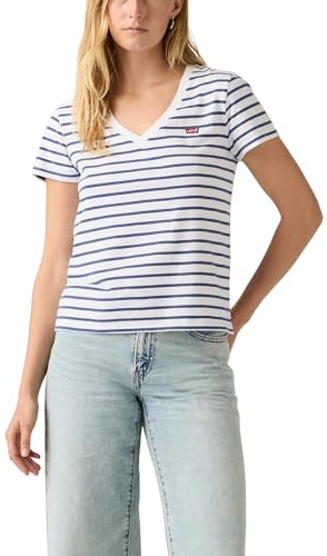 Perfect Vneck Emily Stripe Bright White