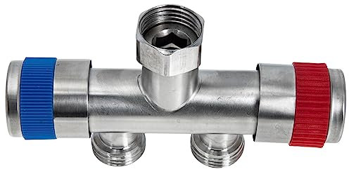 Toyvian Robinet Acier Inoxydable à Double Sortie Diviseur Eau pour Machine à Laver Arrosage Accessoire Robuste Durable pour Tuyaux de Raccordement