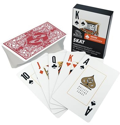 Bullets Playing Cards, Skat Kartendeck Senioren (Französisches Blatt), Plastik, 2 Eckzeichen, Jumbo Index, 57 x 88mm