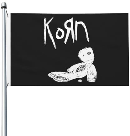 K*o*r*n Metallband-Flagge, doppelseitige Flagge, 90 x 152 cm, Rockband, Schwermetall-Banner, Musik-Fan, Wanddekoration, Konzerttour, Raumdekoration, Merch
