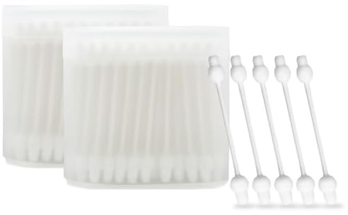 Baby-Wattestäbchen, 200 Stück Bio Wattestäbchen mit großem Sicherheitskopf, Baby Cotton Buds, in praktischer Würfelbox, Ohrenstäbchen für Babys und Kinder