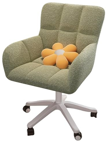 XIGOUZIQU Lounge Sessel Schminkbank Make-up Eitelkeits Hocker Höhenverstellbar, 360° Drehbar mit Rückenlehne, mit Rollen, for Schminktisch, Schlafzimmer & Esszimmer Ankleidezimmer(Green)
