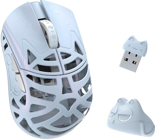 CutiePcs WLMOUSE Beast Miao Mini Magnesium Gaming Maus, Kabellos & Kabelgebunden, 31 g Ultraleicht, 8K Hz Polling Rate, PAW3950 HS Sensor, 750 IPS, Ergonomisch, für kleine Hände(Blau (OM-Schalter))
