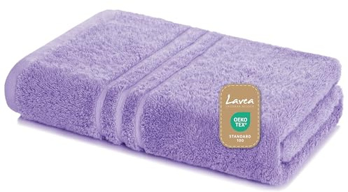 Lavea® Badetuch 100x150 cm - Lavendel | 100% Baumwolle, Großes Duschtuch, saugstark, weich und hautfreundlich, Frottierserie Elena, waschbar und strapazierfähig