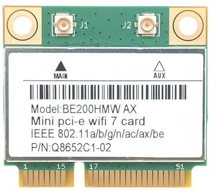 Phyachelo Carte WiFi 7 PCI-E WiFi BE200 BE200HMW 8774 Mbps 2,4 G/5 G/6 GHz pour Adaptateur Réseau Bluetooth 5.4 802.11BE sans Antenne
