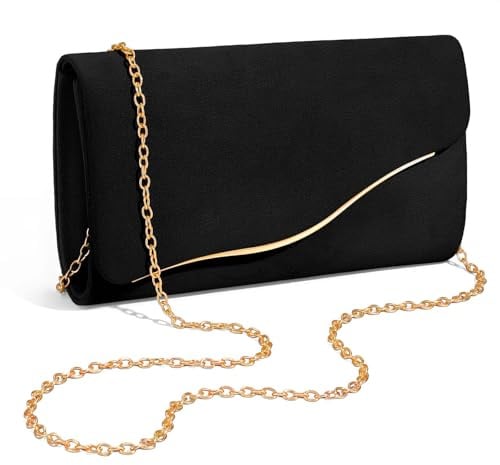 XquiziFit Damen Clutch Handtaschen Formelle Abend Clutch mit Abnehmbarer Kette Kunstwildleder Handtasche für Hochzeitsfeiern