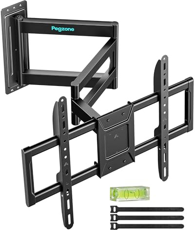 PEGZONE Full Motion TV Wall Mount for 37-86 Inch TVs, 38 Extra Long Arm | Holds up to 50kg (110lbs), Heavy Duty TV Wall Bracket, 85-975mm Extension, Swivel & Tilt, Max VESA 600x400mm