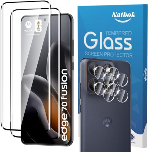 Natbok 3D Protector de Pantalla para Motorola Moto Edge 70 Fusion 5G, [2+2 Piezas] Cristal Templado con Protección de Cámara Antihuellas Sin Burbujas Premium Vidrio Templado para Moto Edge 70 Fusion