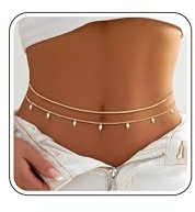 ZOERAY 2 stycken magkedjor i guld vattentät med hänge 18K förgyllda kroppskedjor för kvinnor flerskikts midjekedja justerbar body belly chain bikinikedja modesmycke för kvinnor