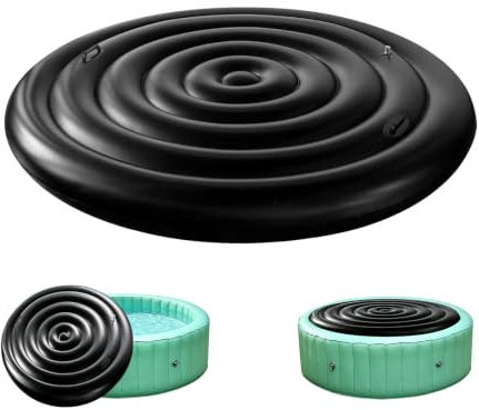 Whirlpool Abdeckung Rund mit Griffen, 165CM Whirlpool Abdeckung Aufblasbar | Whirlpool Abdeckung Regenfest Und Reißfest, Thermoabdeckung Whirlpool Rund Universelle, Aufblasbare Poolabdeckung für Zubehör